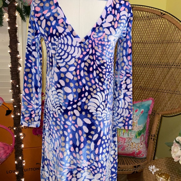 Lilly Pulitzer Olive Velour Dress Sparkling Grotto Size XXS ,XS - Picture 13 of 16